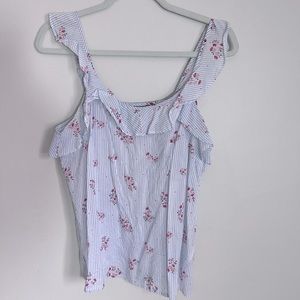 Striped Ruffle Tank Top - M